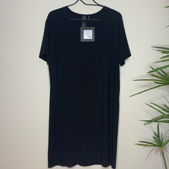 Norma Kamala NWT Black Classic Short Sleeve Stretch Oversized Boxy Tunic Dress S - Picture 1 of 15